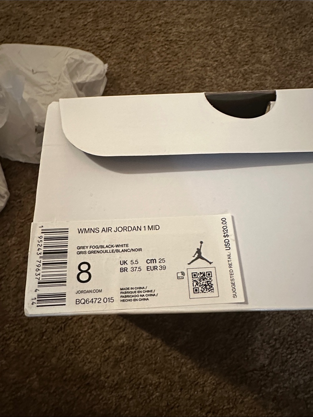 Women’s Air Jordan 1 Mid Grey Fog - Picture 4 of 4